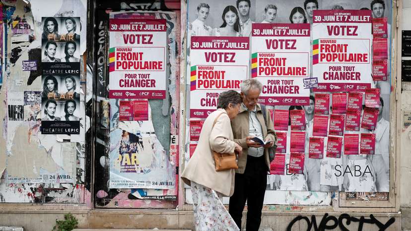 Election boards are seen ahead of the French parliamentary elections
