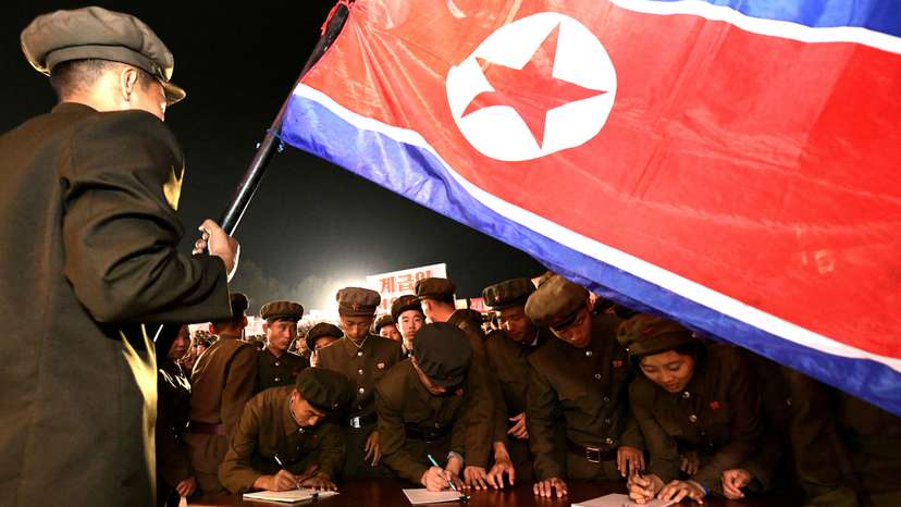 Young people, including students and youth league officials, sign petitions to join or return to the army this week, according to North Korean state media, at an undisclosed location in North Korea