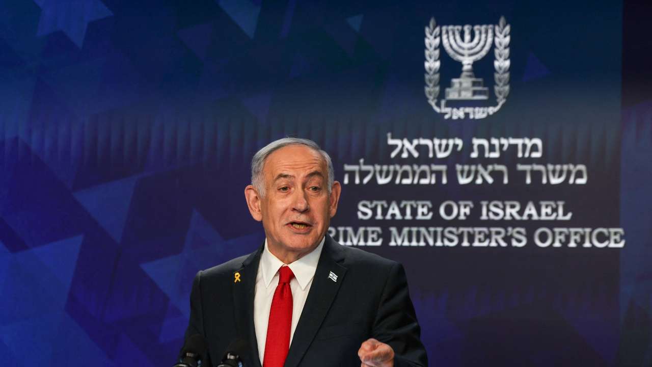 Israeli Prime Minister Netanyahu speaks attends a press conference, in Jerusalem