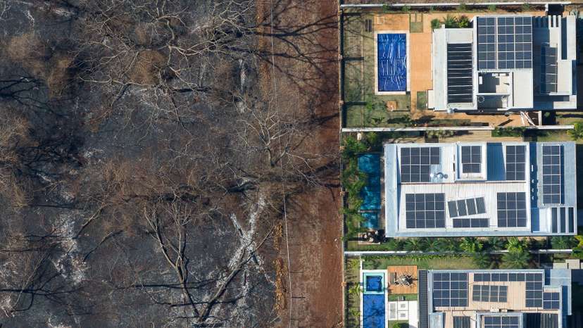 Artermath of fires on sugar cane plantations on the state of Sao Paulo