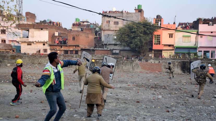 Clashes during a government demolition drive, in Haldwani