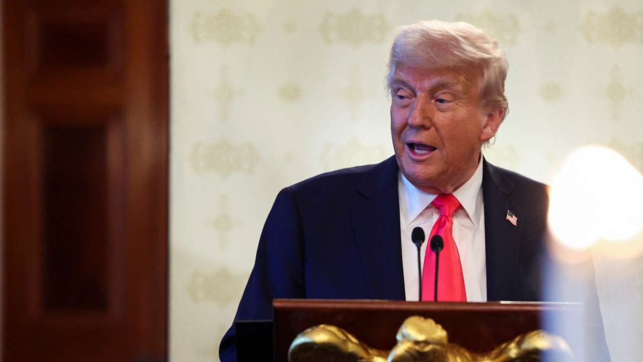 U.S. President Donald Trump attends a prayer service and dinner ahead of Easter Sunday, at the White House in Washington