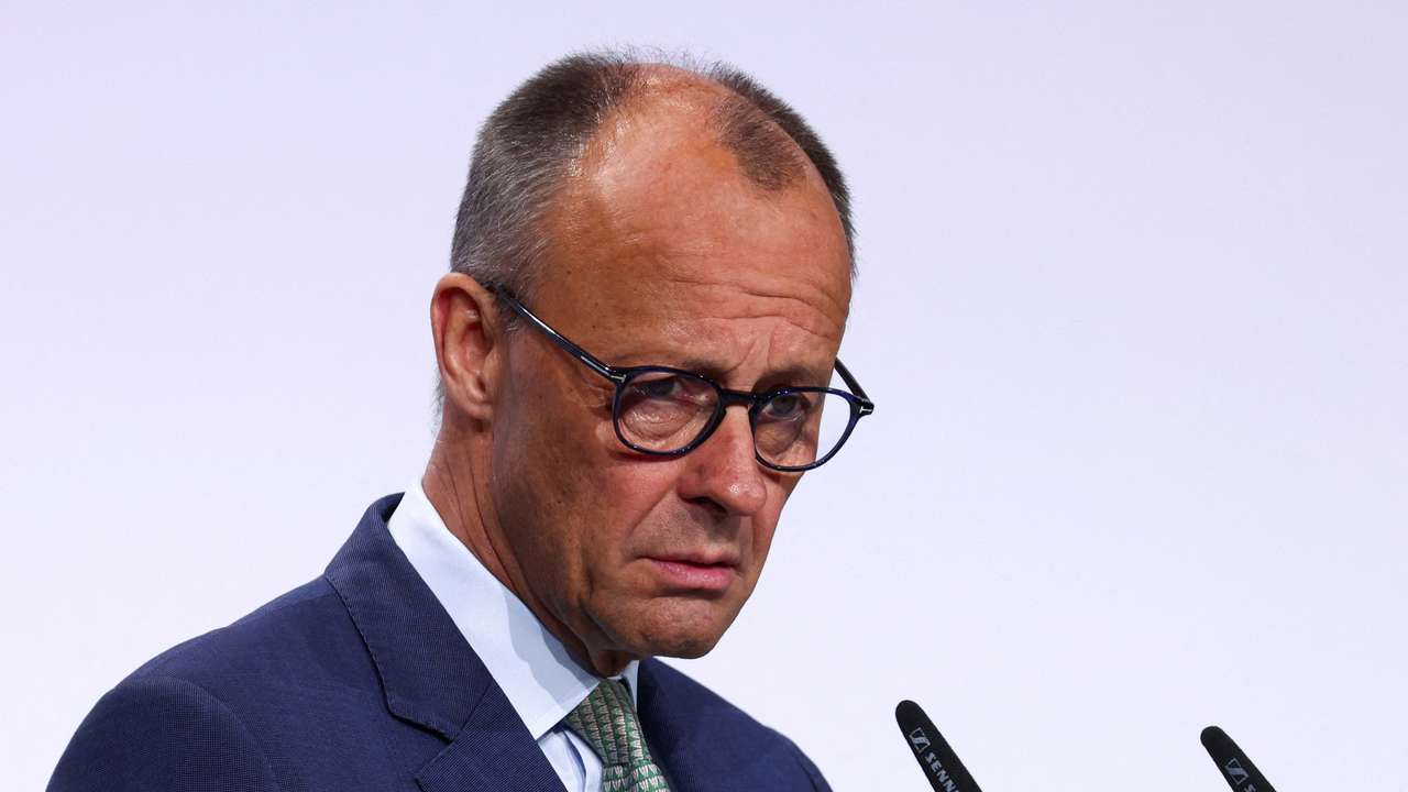 German Chancellor Merz delivers a speech at the German Association of Towns and Municipalities event in Berlin