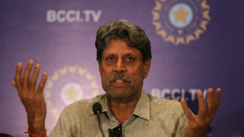 Kapil Dev speaks during a news conference in Mumbai