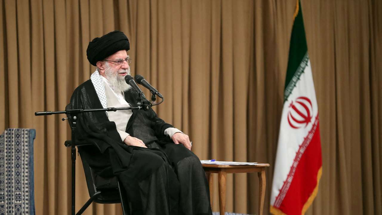 Iran's Supreme Leader Ayatollah Ali Khamenei speaks during a meeting in Tehran