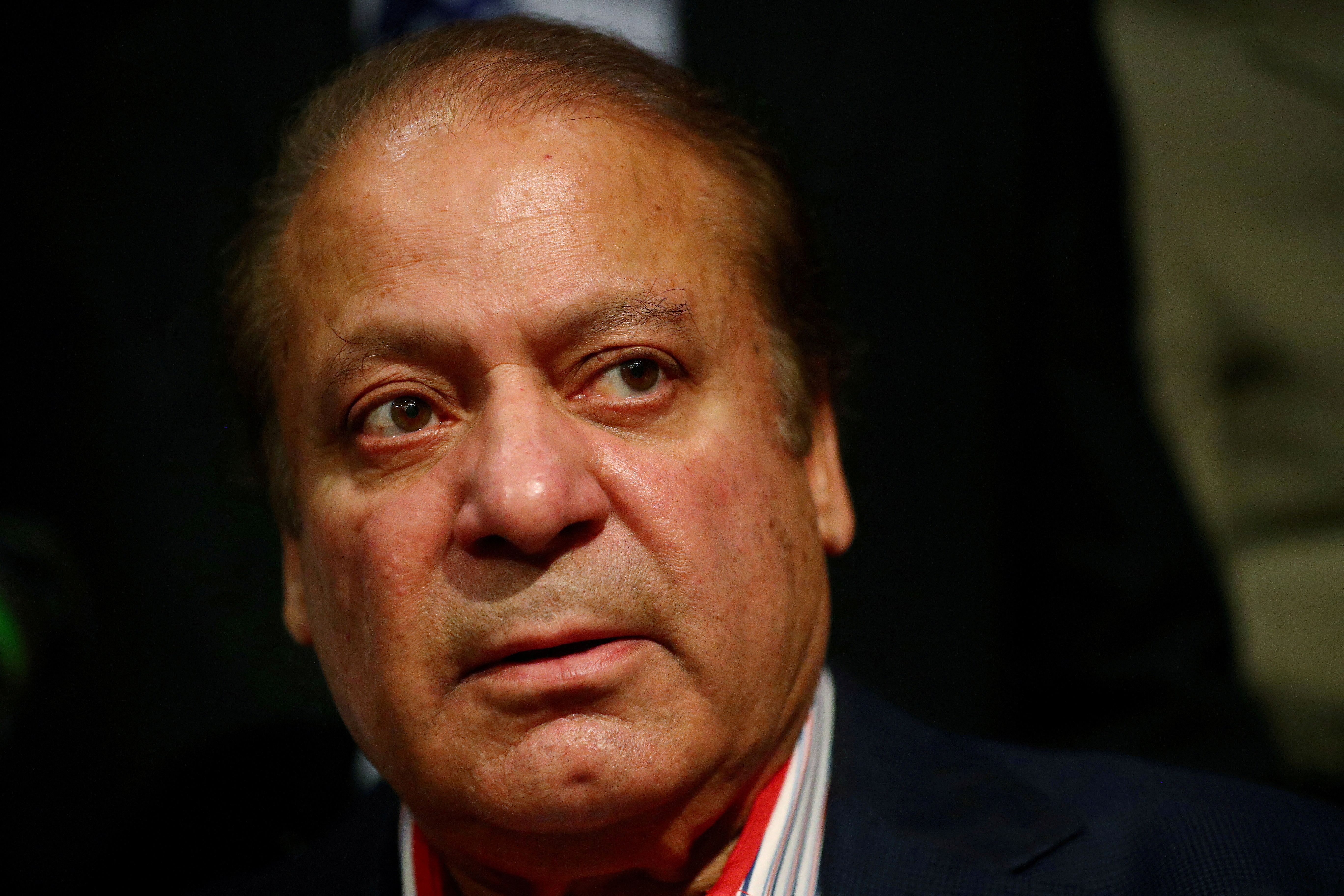 FILE PHOTO: FILE PHOTO: Ousted Prime Minister of Pakistan, Nawaz Sharif, speaks during a news conference at a hotel in London
