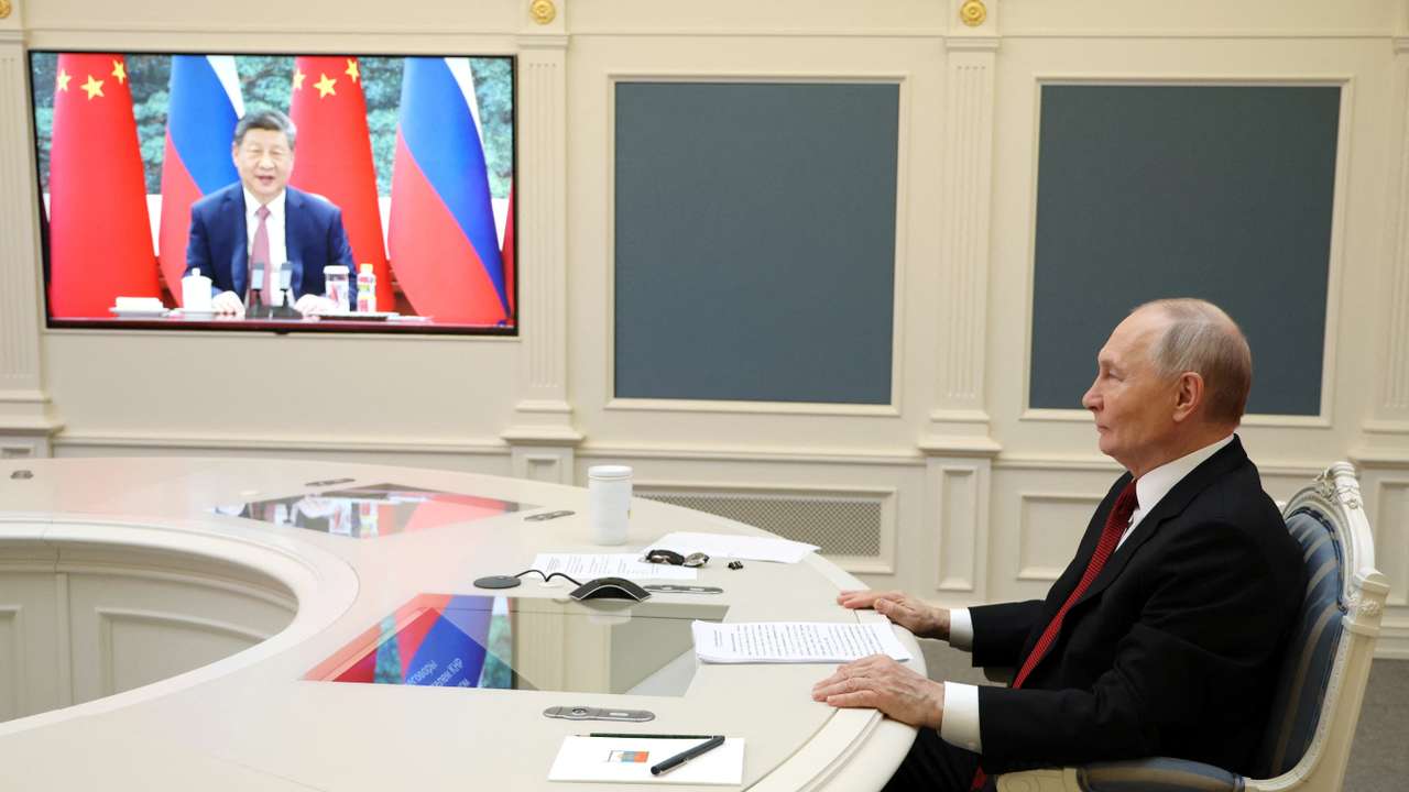 Russia's President Putin holds talks via video link with China's President Xi