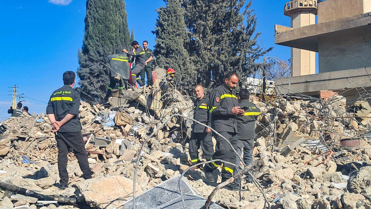 Aftermath of an Israeli strike on Baalbek