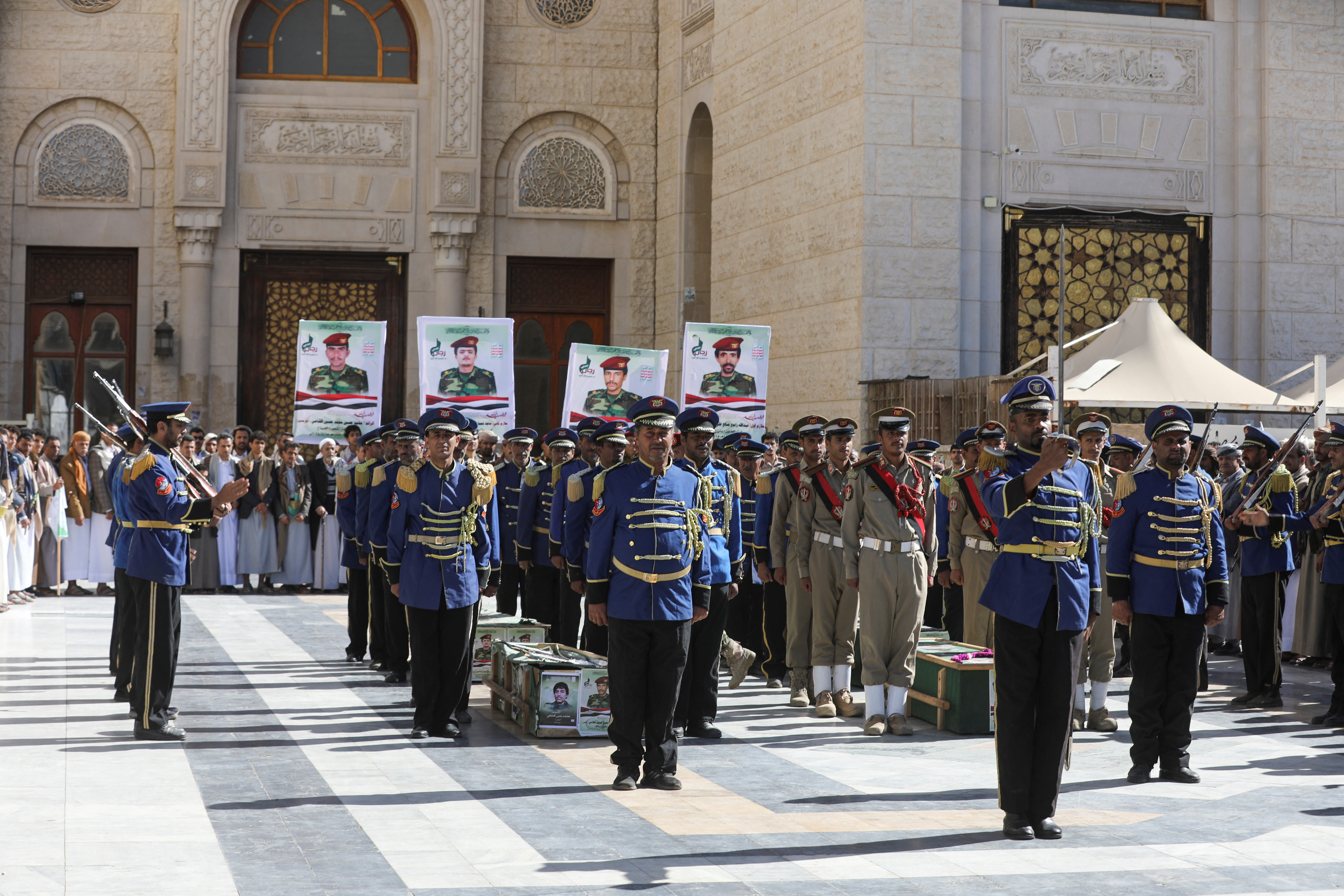 Houthis hold military funeral procession for fighters killed by U.S.-led strikes, in Sanaa