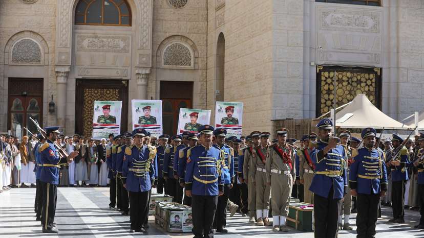 Houthis hold military funeral procession for fighters killed by U.S.-led strikes, in Sanaa