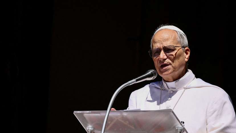 Pope Leo XIV leads the Angelus prayer in Castel Gandolfo