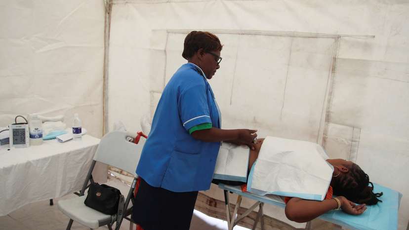 A health official gives a patient Lenacapavir, a long‑acting HIV prevention injection, in Epworth, outside the capital Harare