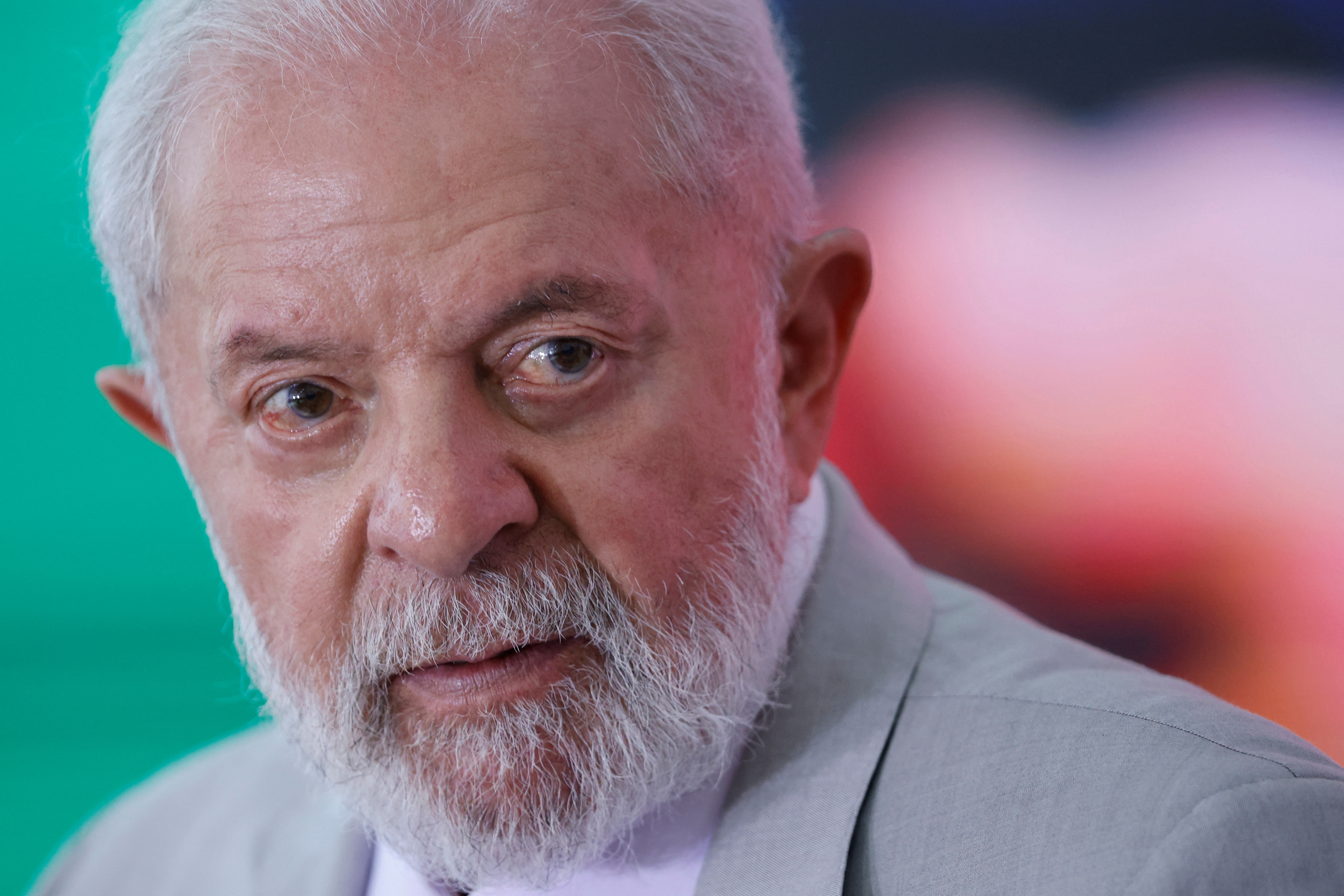 Brazil's President Luiz Inacio Lula da Silva attends a news conference at the Planalto Palace in Brasilia