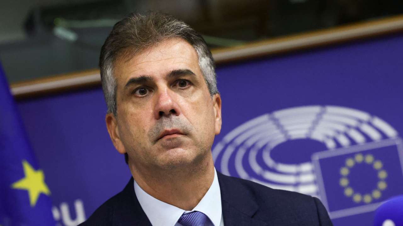 Israeli Foreign Minister Eli Cohen attends a conference at the European Parliament in Brussels
