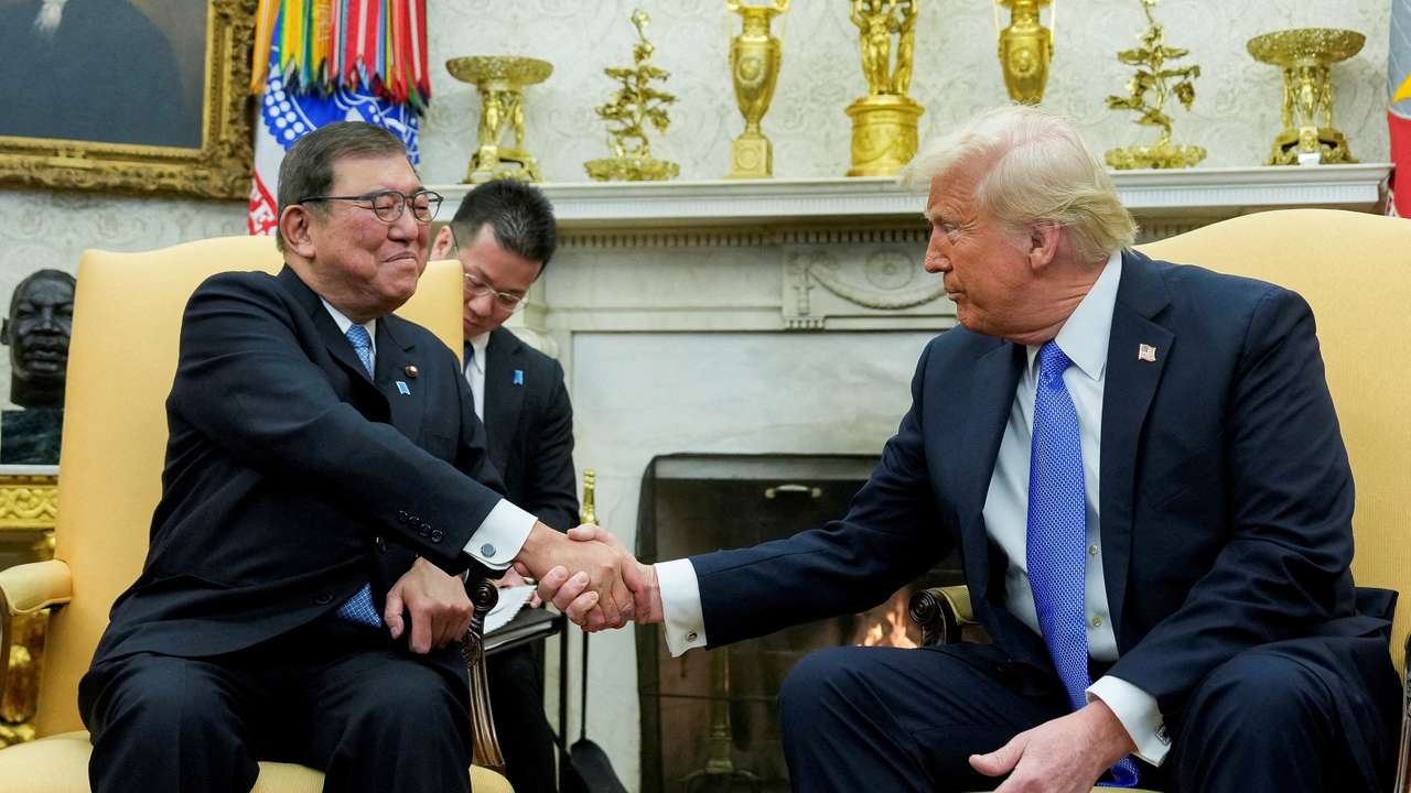 FILE PHOTO: U.S. President Donald Trump meets with Japan's Prime Minister Shigeru Ishiba at the White House