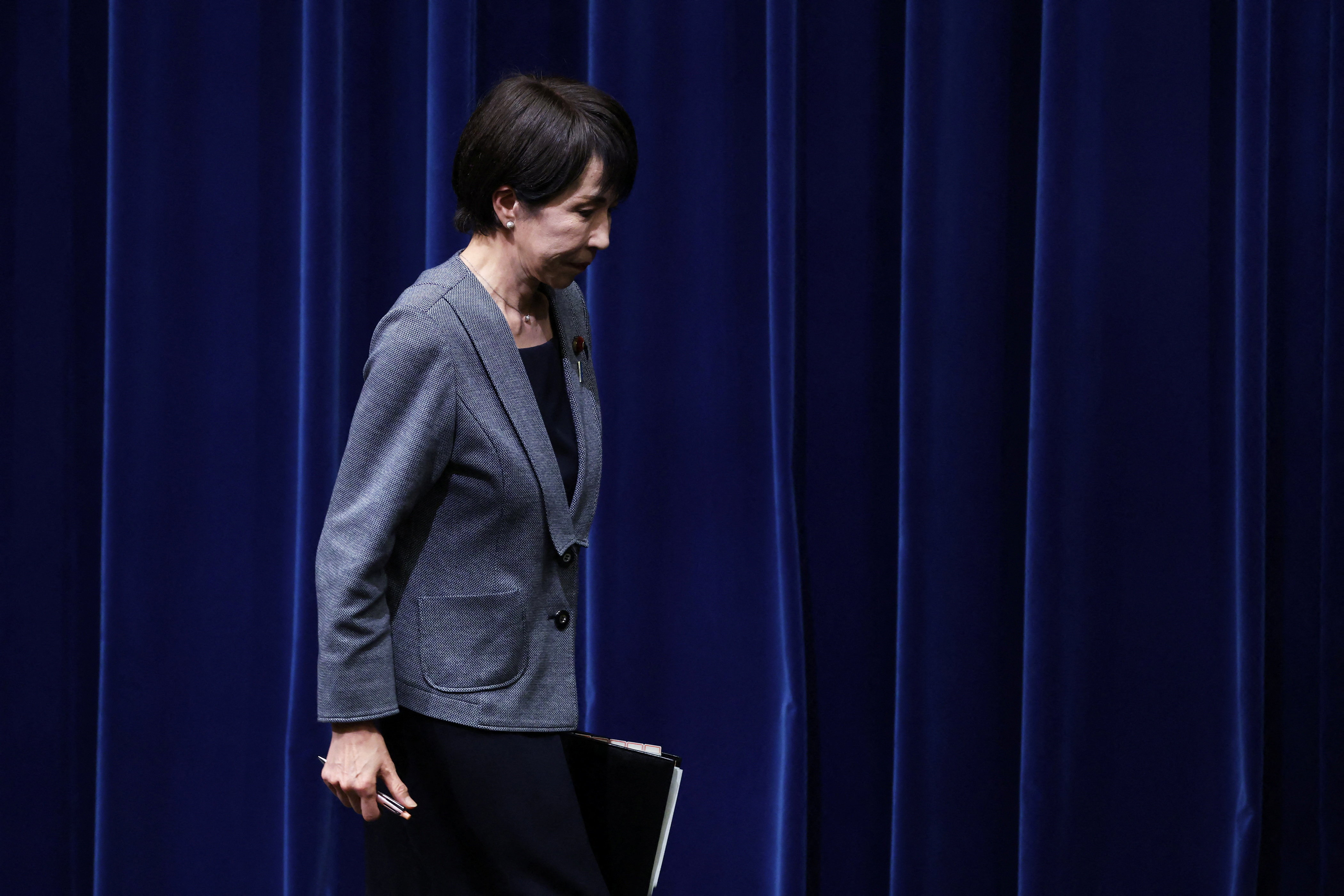 Sanae Takaichi, Japan's prime minister, speaks during a press conference at the prime minister's office in Tokyo