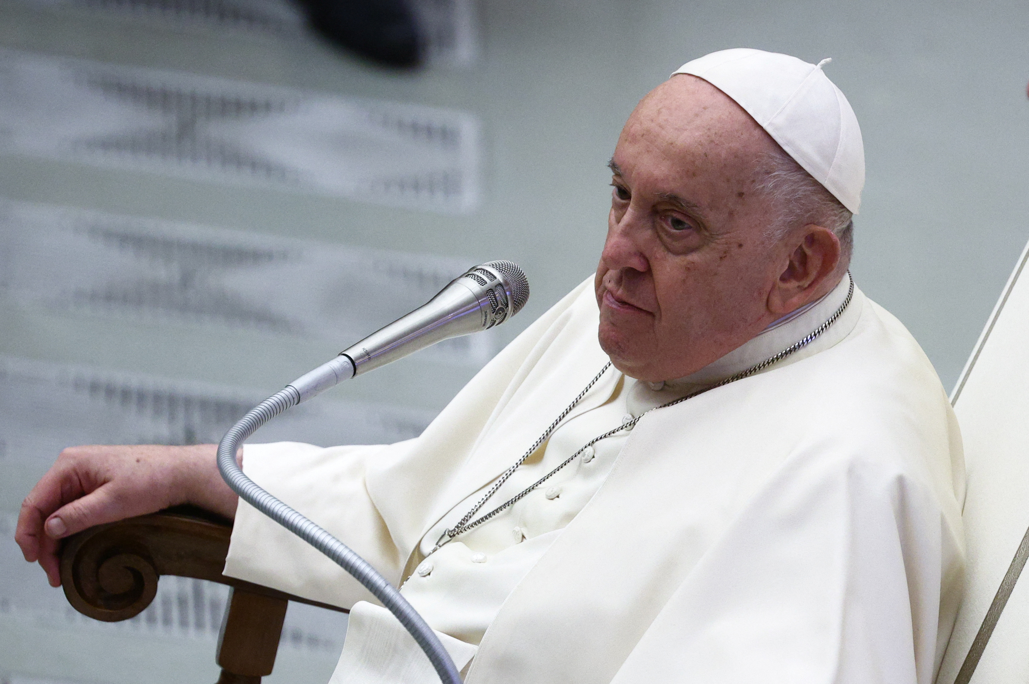 Pope Francis meets committee and foundation members of Lisbon 2023 World Youth Day, in Paul VI hall at the Vatican