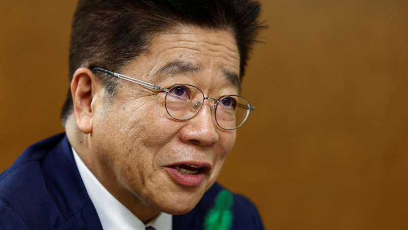 FILE PHOTO: Japan's Finance Minister Katsunobu Kato speaks during an interview with Reuters in Tokyo