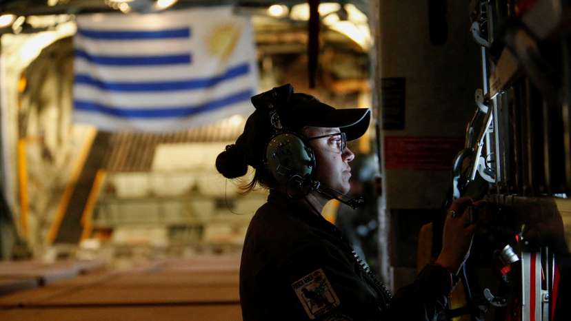 Uruguayan military plane drops water on wildfires