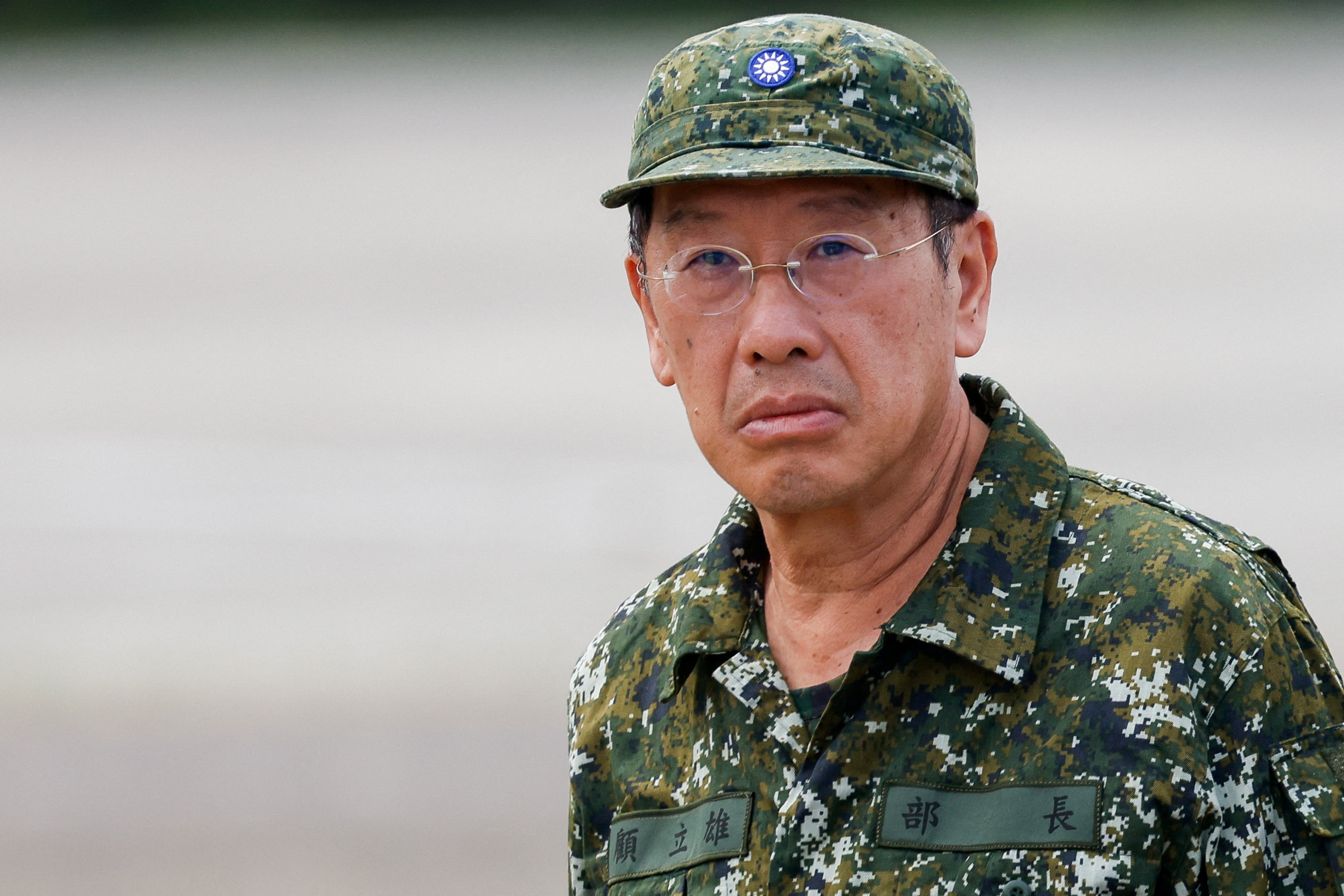 Taiwan's Defence Minister Wellington Koo reacts during the annual Han Kuang military exercise in Kaohsiung