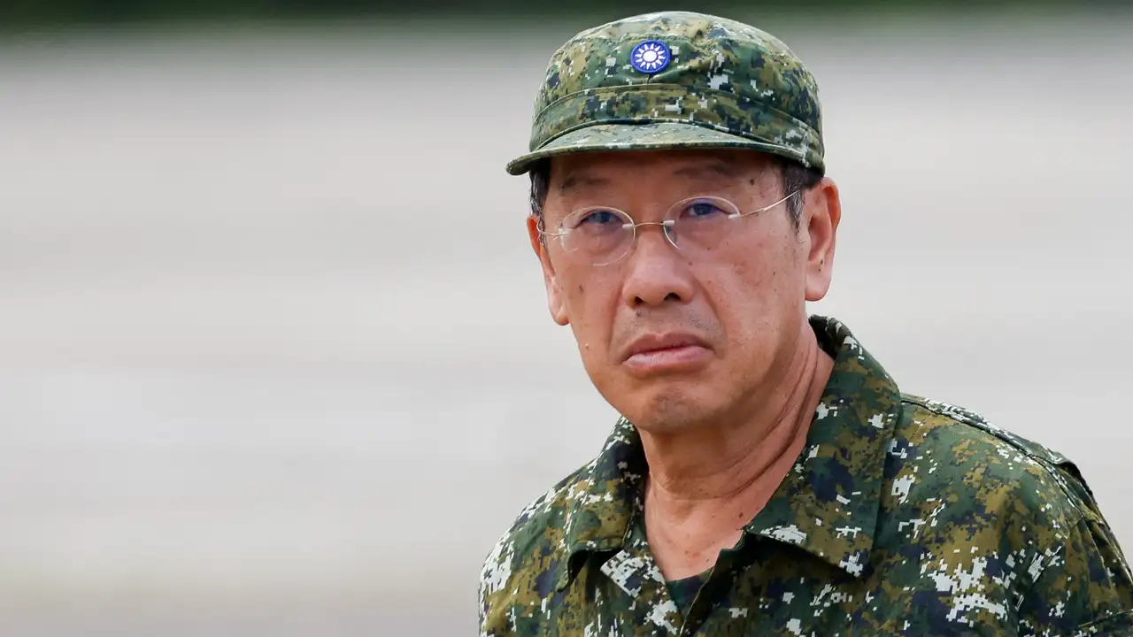 Taiwan's Defence Minister Wellington Koo reacts during the annual Han Kuang military exercise in Kaohsiung