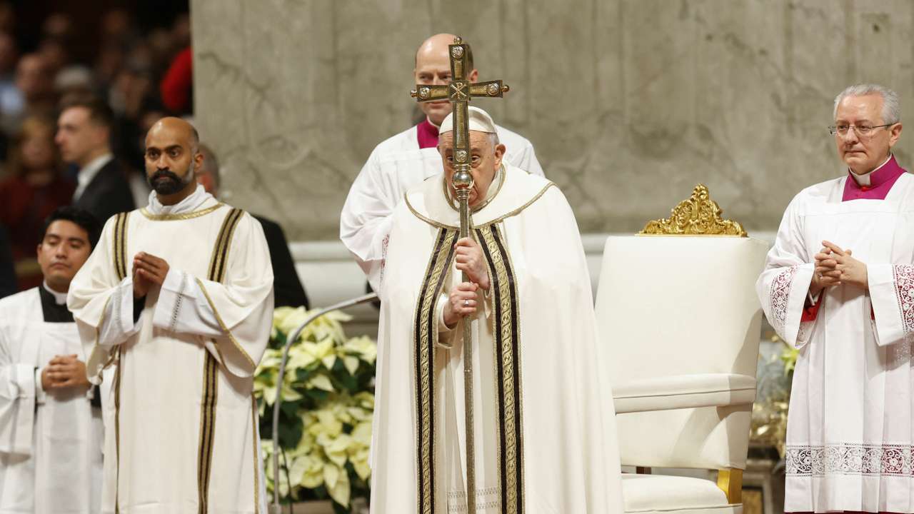 Pope Francis celebrates Christmas Eve mass in St. Peter's Basilica at the Vatican