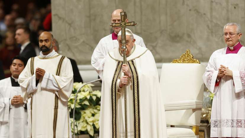 Pope Francis celebrates Christmas Eve mass in St. Peter's Basilica at the Vatican