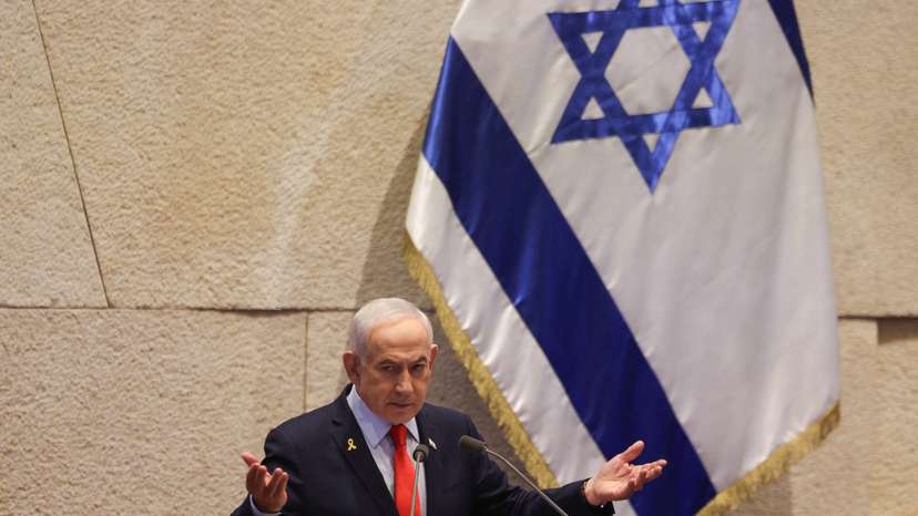 Israeli Prime Minister Benjamin Netanyahu attends at session at the plenum of the Knesset, Israel’s parliament, in Jerusalem