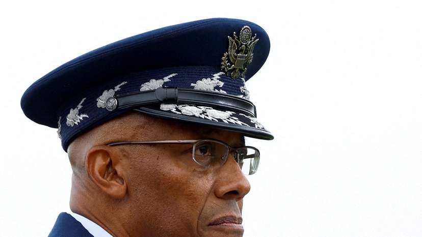 FILE PHOTO: Armed Forces Farewell Tribute in honor of General Mark A. Milley and Armed Forces Hail in honor of General Charles Q. Brown, Jr.