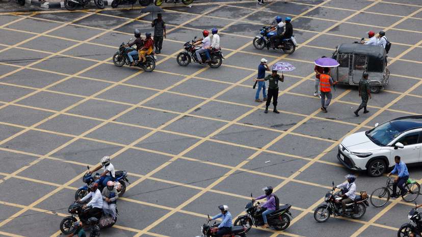 Traffic at Bijoy Sarani intersection, days after the resignation of former Prime Minister Sheikh Hasina, in Dhaka