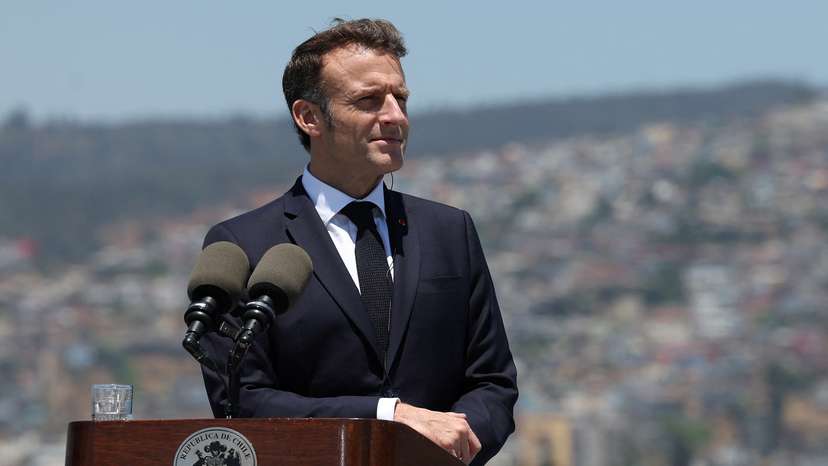 Chile's President Gabriel Boric and France's President Emmanuel Macron visit icebreaker 'Almirante Viel', in Valparaiso