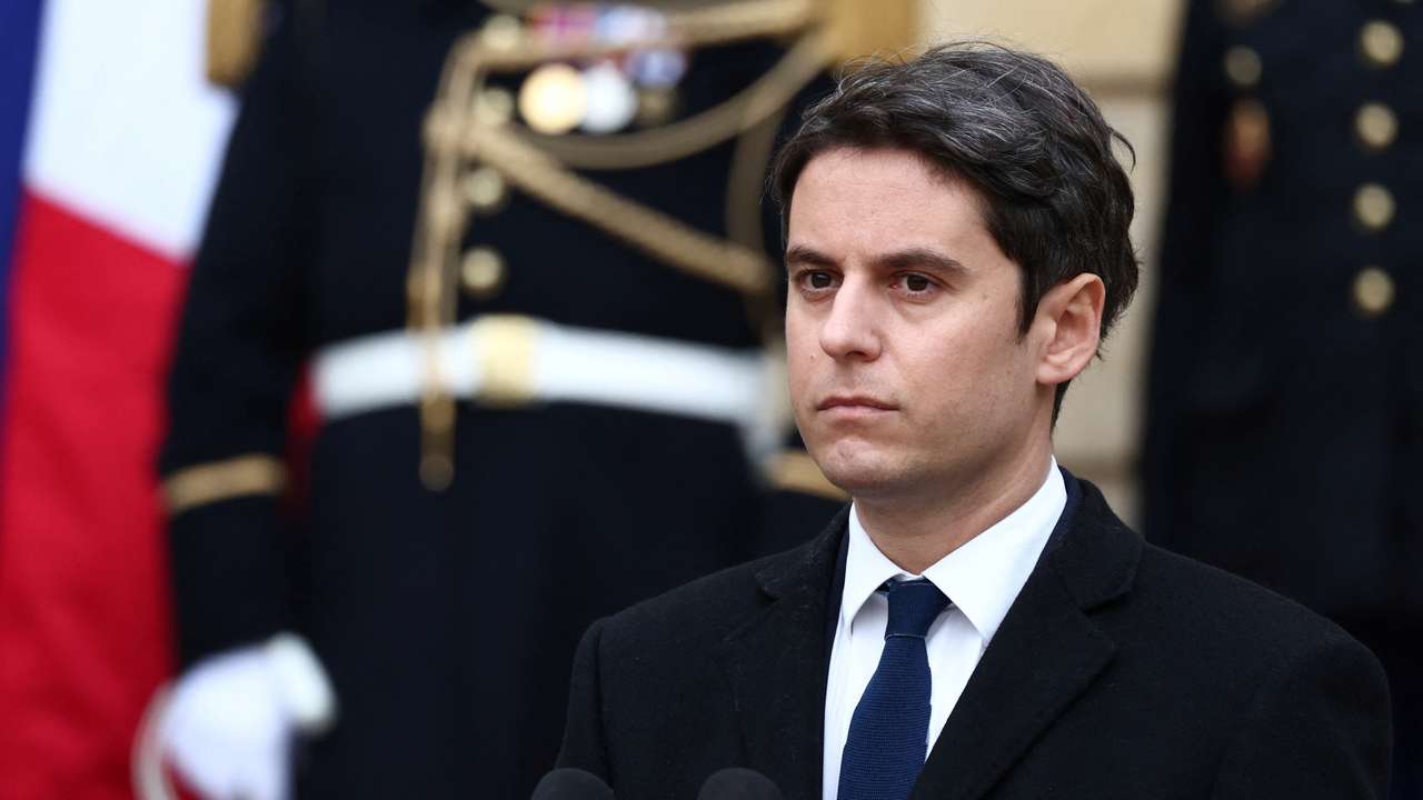 Handover ceremony between outgoing French PM Borne and newly-appointed PM Attal in Paris