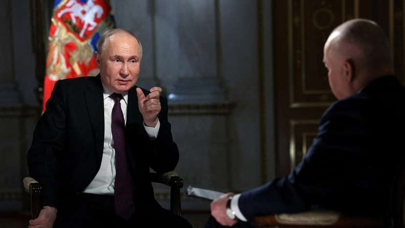 Russian President Putin gives interview in Moscow