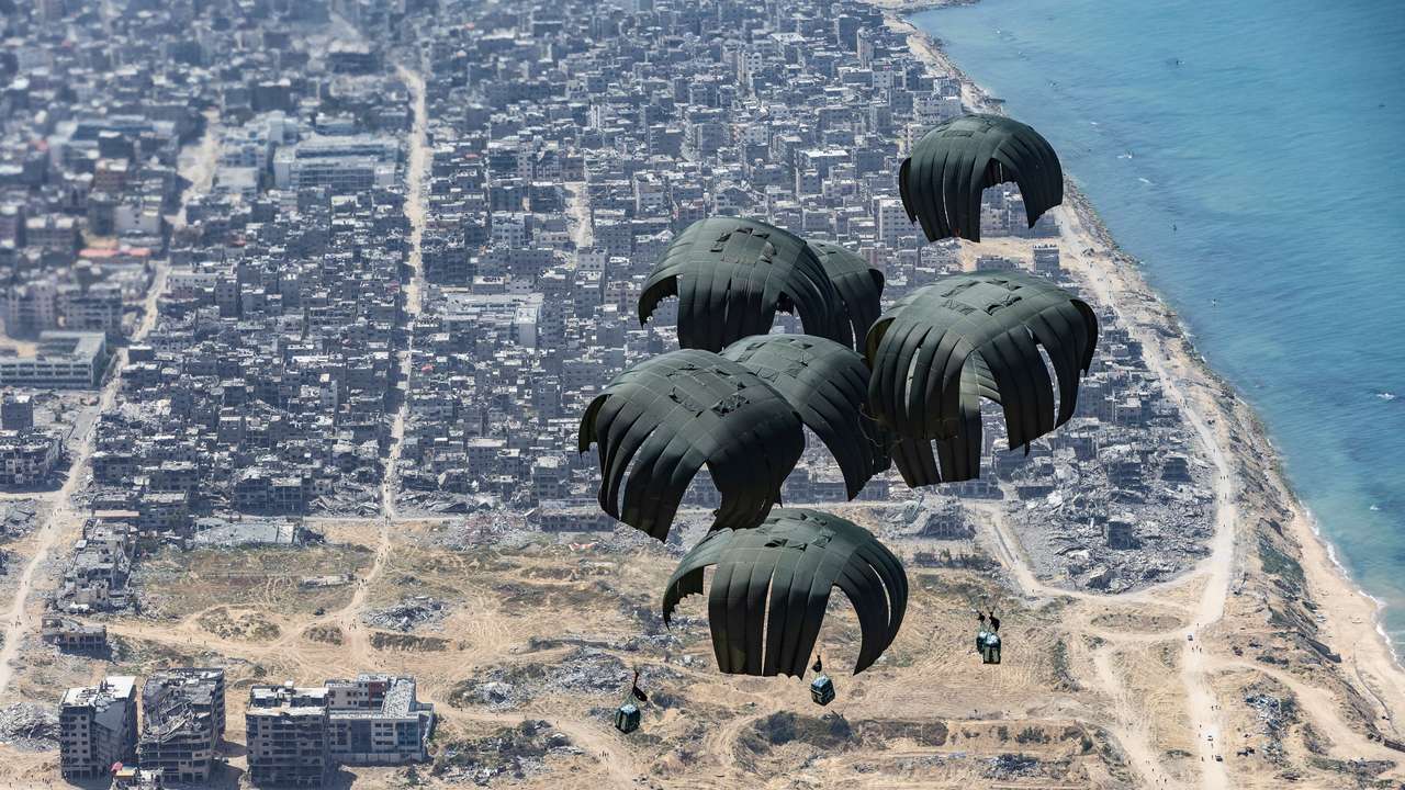 UK Armed Forces airdrop food supplies to civilians in Gaza