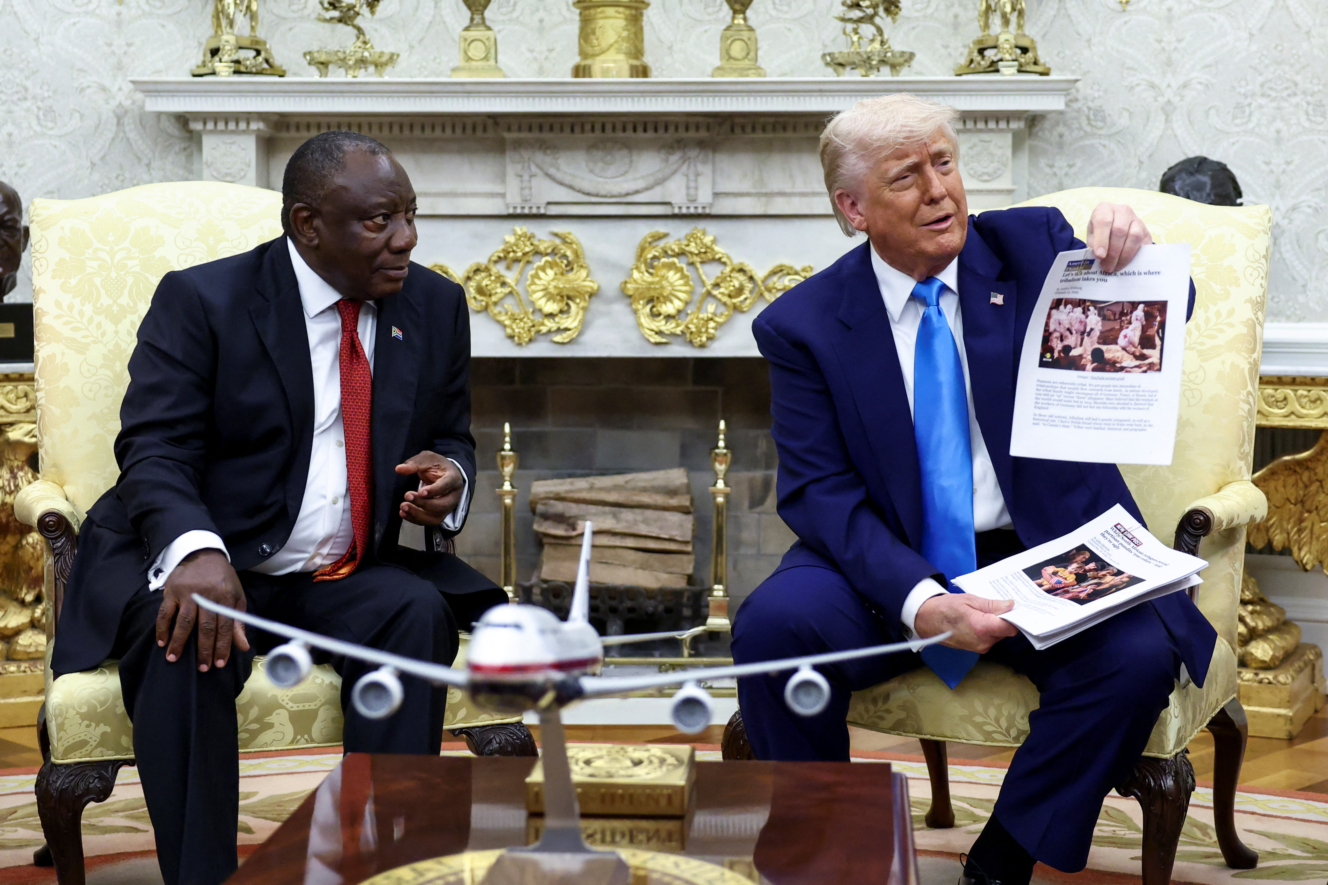 U.S. President Donald Trump meets South African President Cyril Ramaphosa at the White house