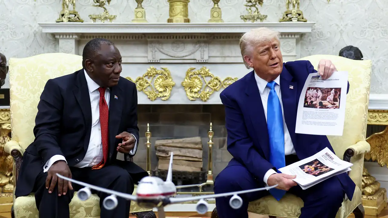 U.S. President Donald Trump meets South African President Cyril Ramaphosa at the White house