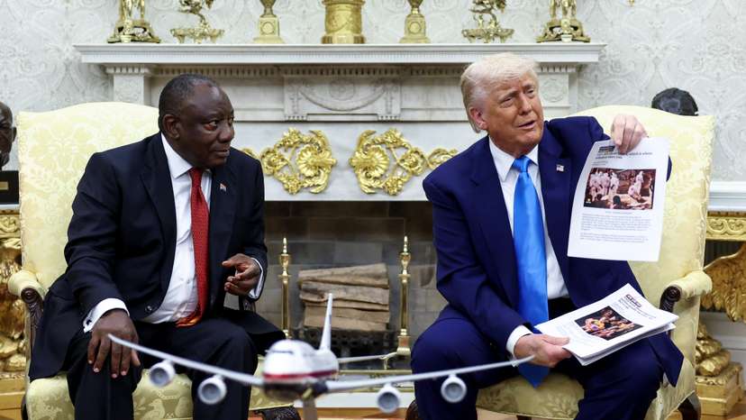 U.S. President Donald Trump meets South African President Cyril Ramaphosa at the White house