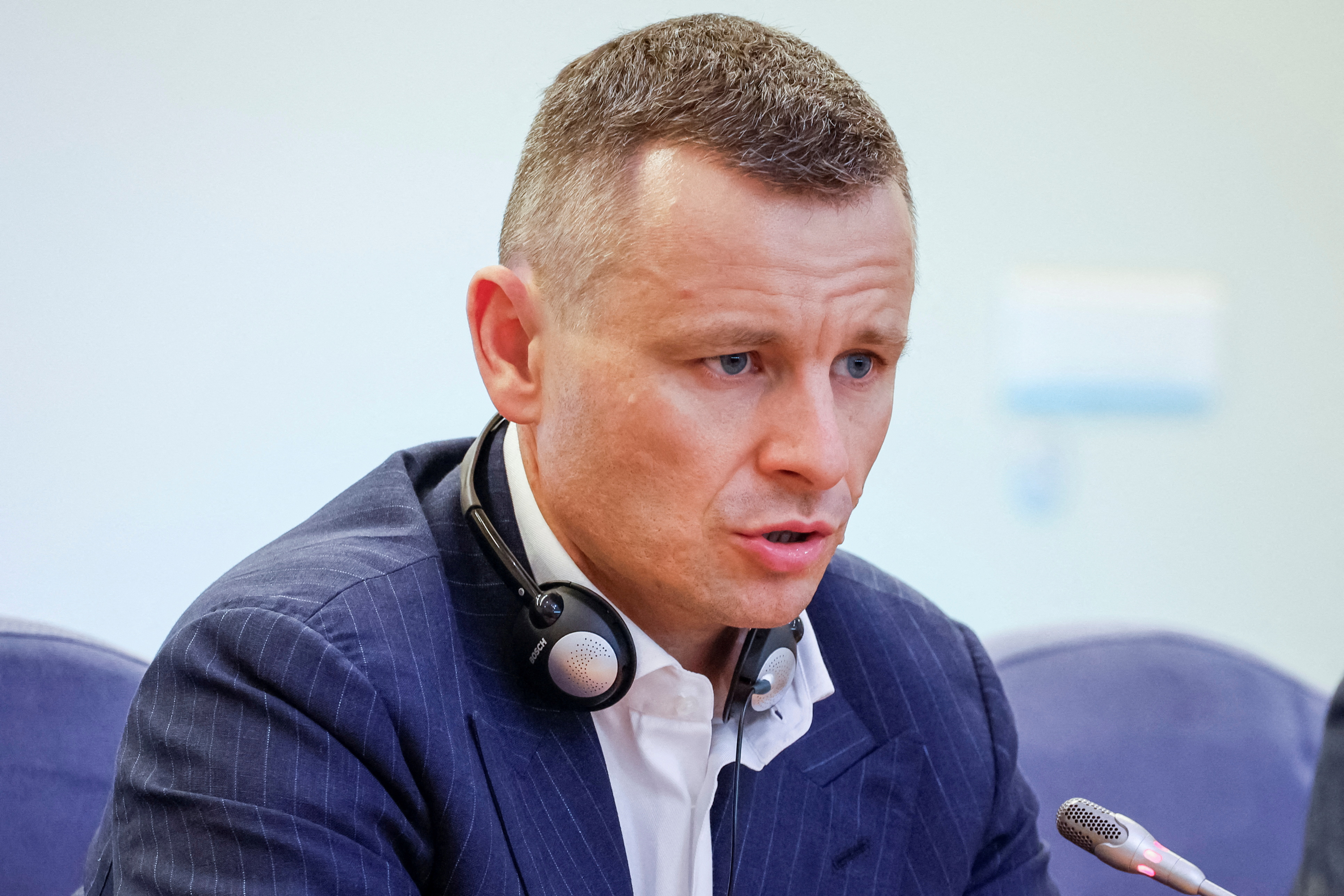 FILE PHOTO: Ukrainian Finance Minister Marchenko attends a press conference in Kyiv