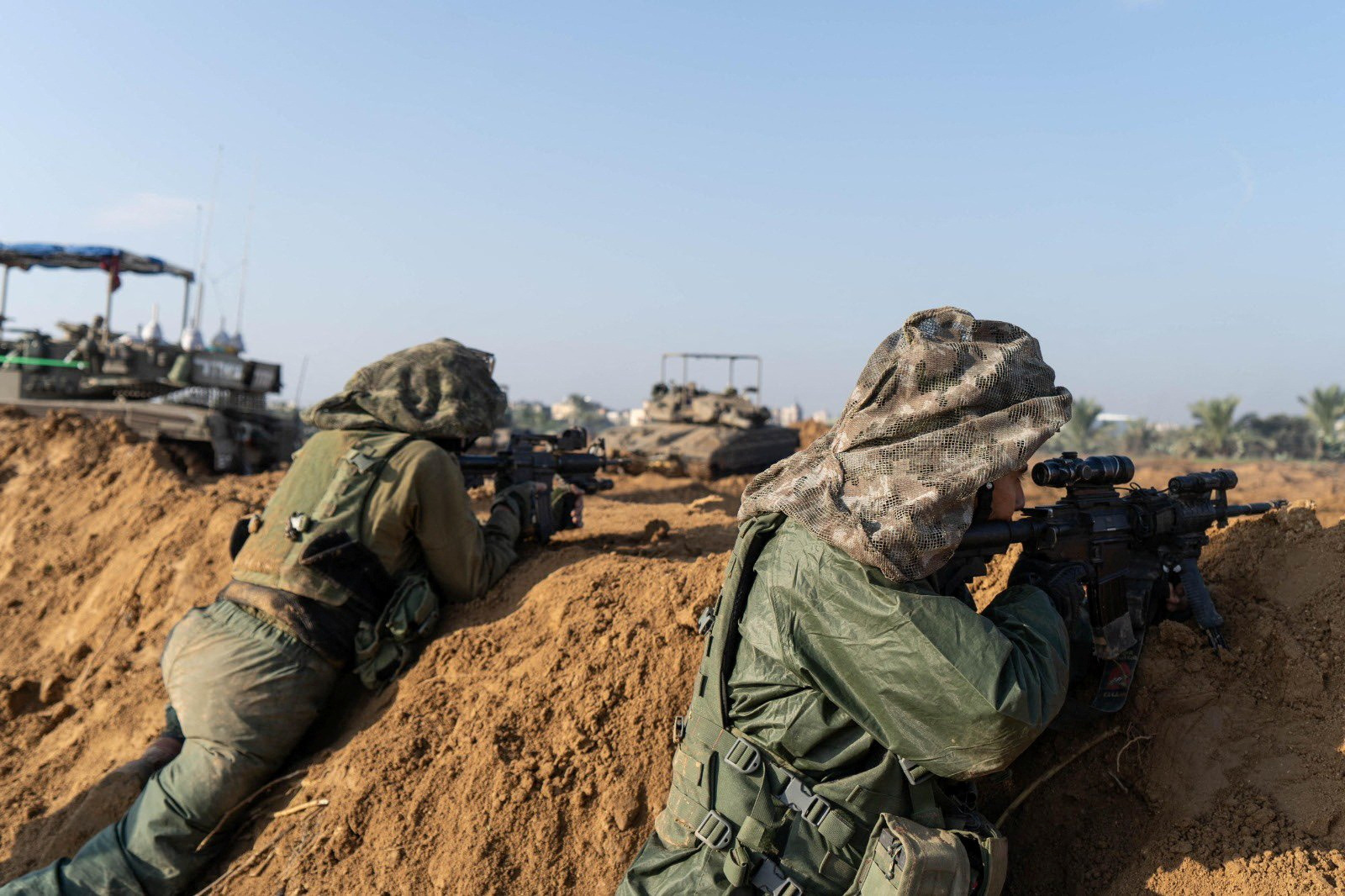 Israeli soldiers operate in the Gaza Strip amid the ongoing conflict between Israel and the Palestinian Islamist group Hamas
