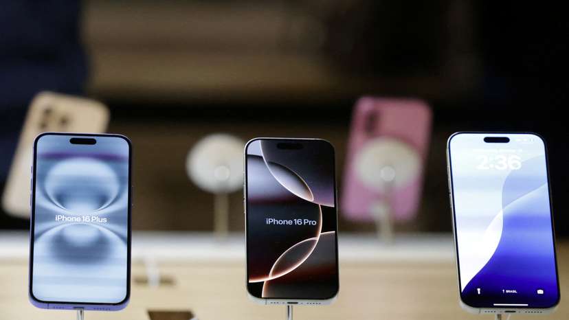 A view of Apple iPhones displayed at an Apple Store at Grand Central Terminal in New York