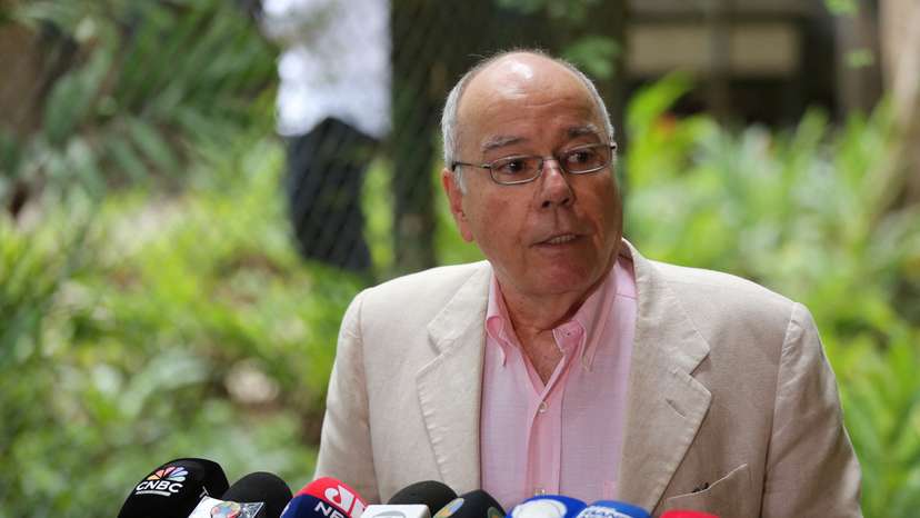 Brazilian Foreign Minister Mauro Vieira speaks to the media ahead of the COP30 summit, in Belem