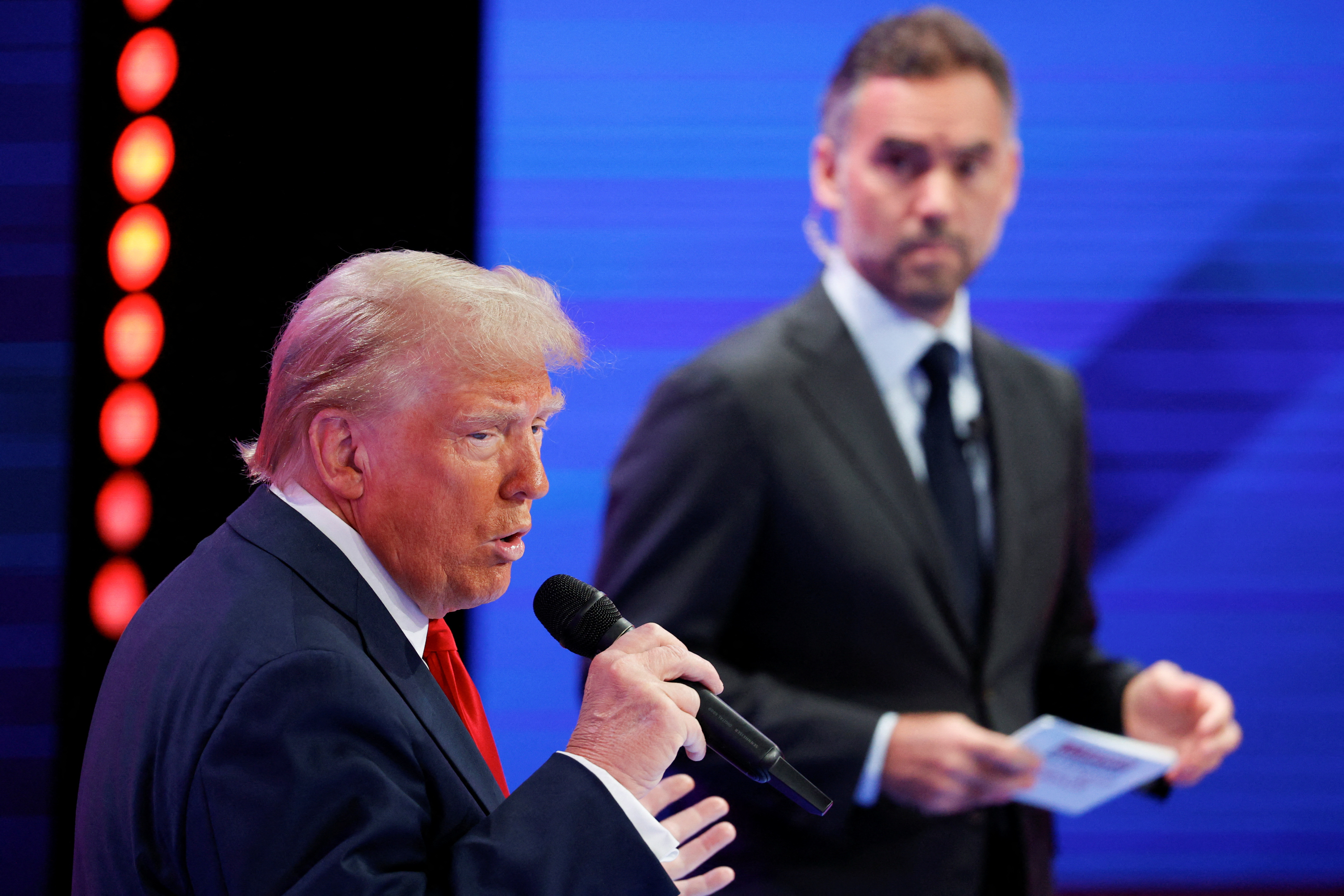 Republican presidential nominee and former U.S. President Donald Trump participates in a town hall presented by Univision, in Doral