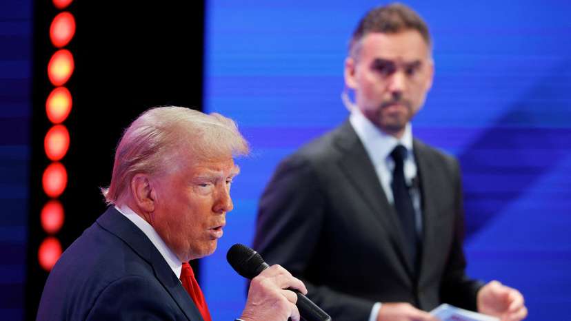 Republican presidential nominee and former U.S. President Donald Trump participates in a town hall presented by Univision, in Doral
