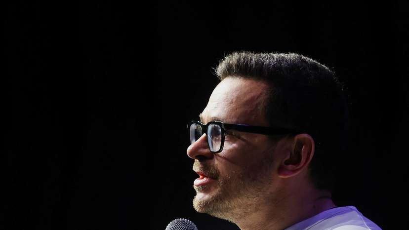 Russia's opposition politician Yashin delivers speech in Belgrade