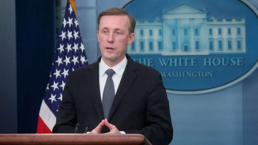FILE PHOTO: U.S. National Security Adviser Jake Sullivan speaks during a press briefing at the White House