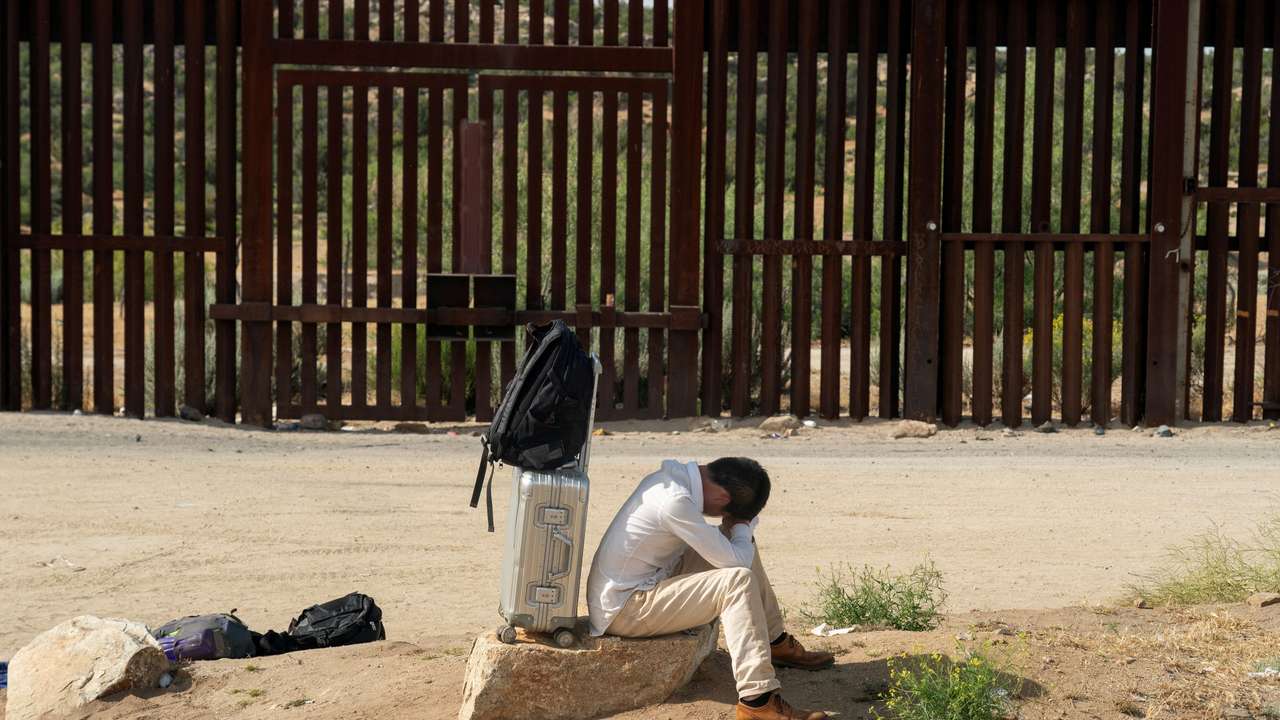 Migrants at U.S.-Mexico border in California
