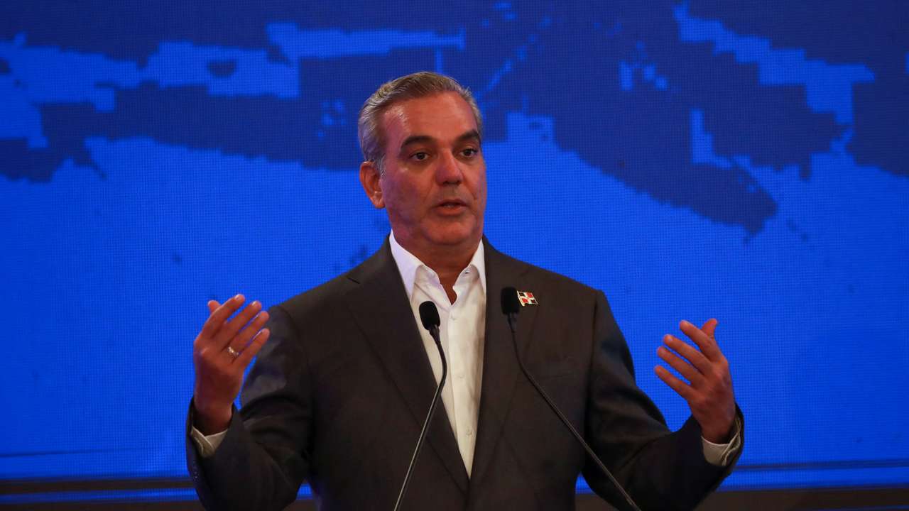 Dominican Republic's Luis Abinader attends a press conference in Santo Domingo