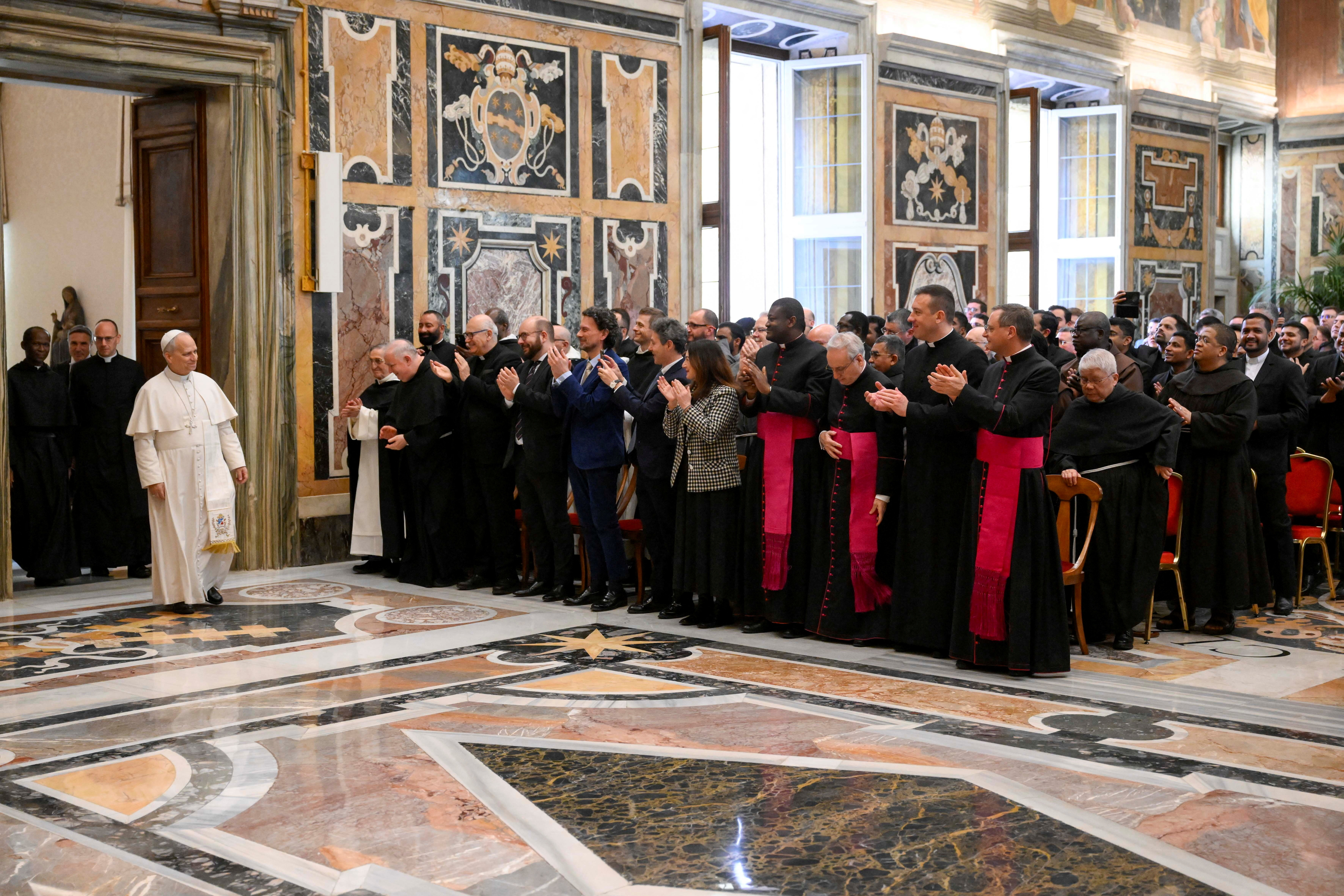 Pope Leo XIV attends the 36th Course on the Internal Forum organized by the Apostolic Penitentiary in the Clementine Hall at the Vatican