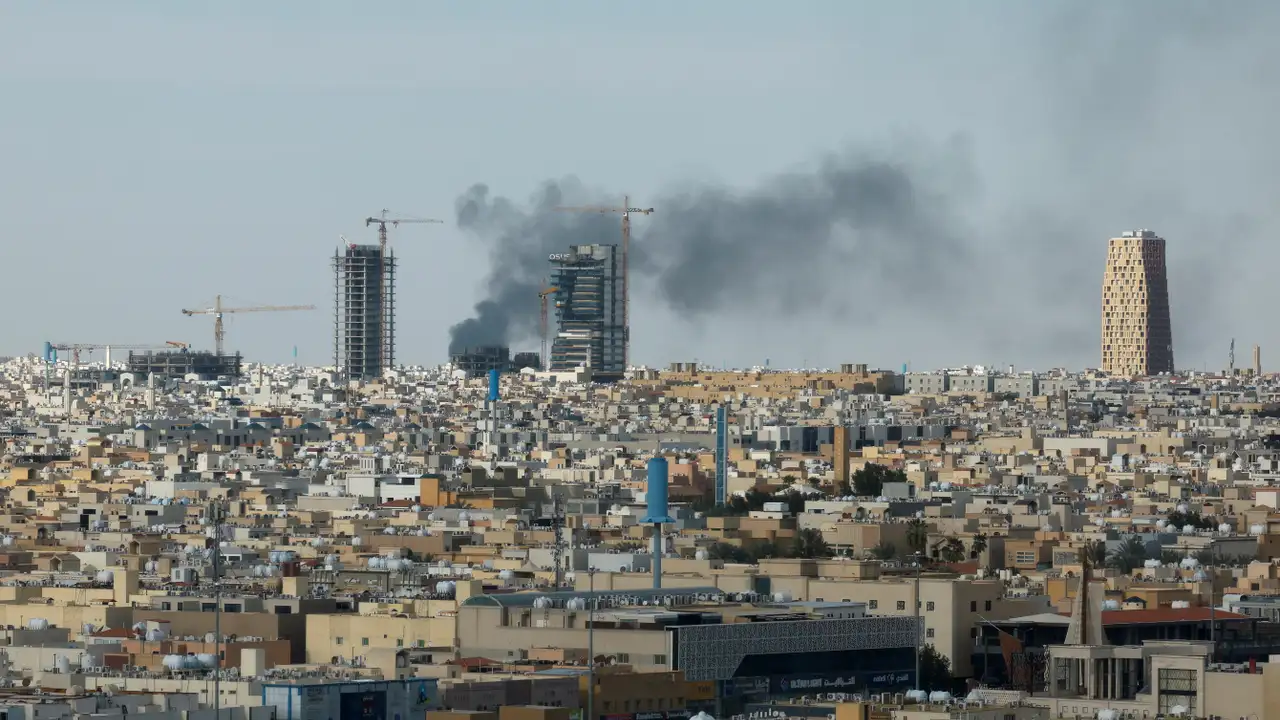Smoke rises above the city, amid the U.S.-Israeli conflict with Iran
