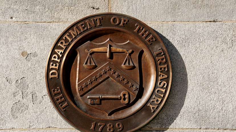 FILE PHOTO: The U.S Treasury building in Washington.